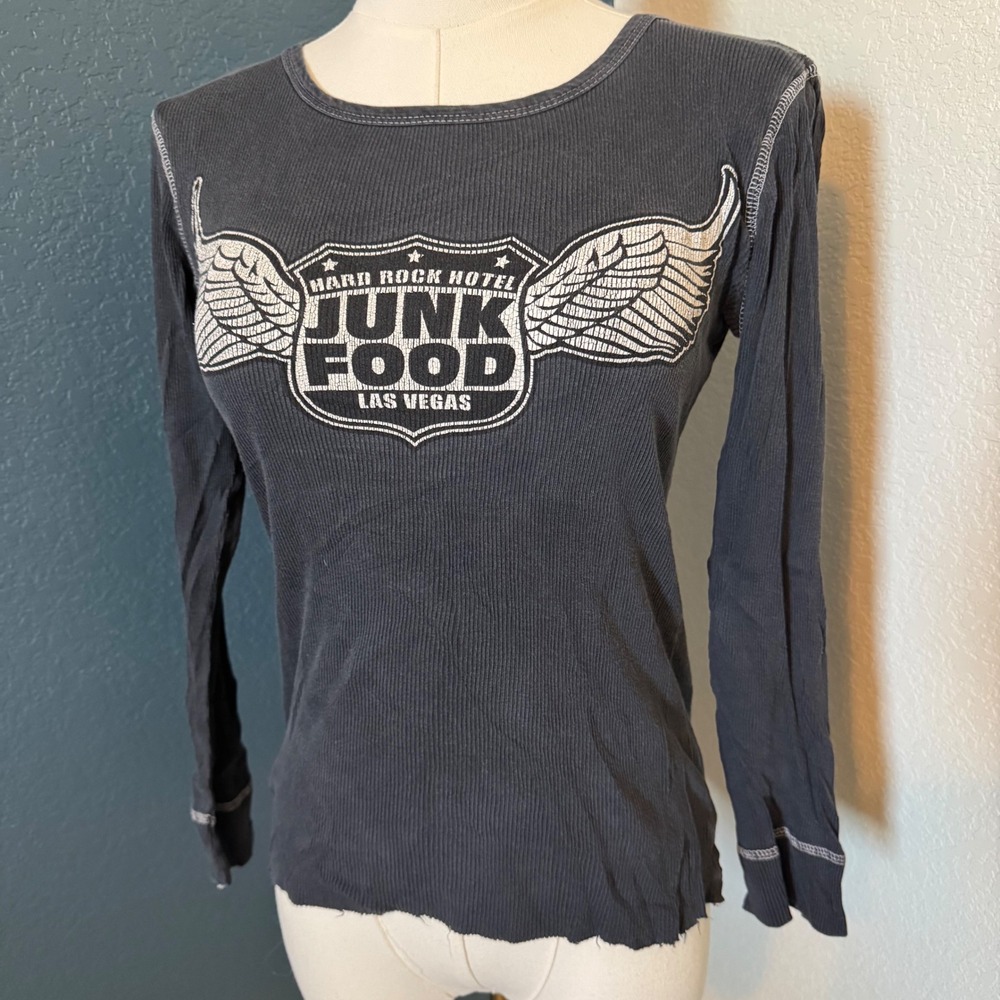 Y2K Grunge Graphic Junk Food Hard Rock Hotel Las Vegas Thermal Small Black